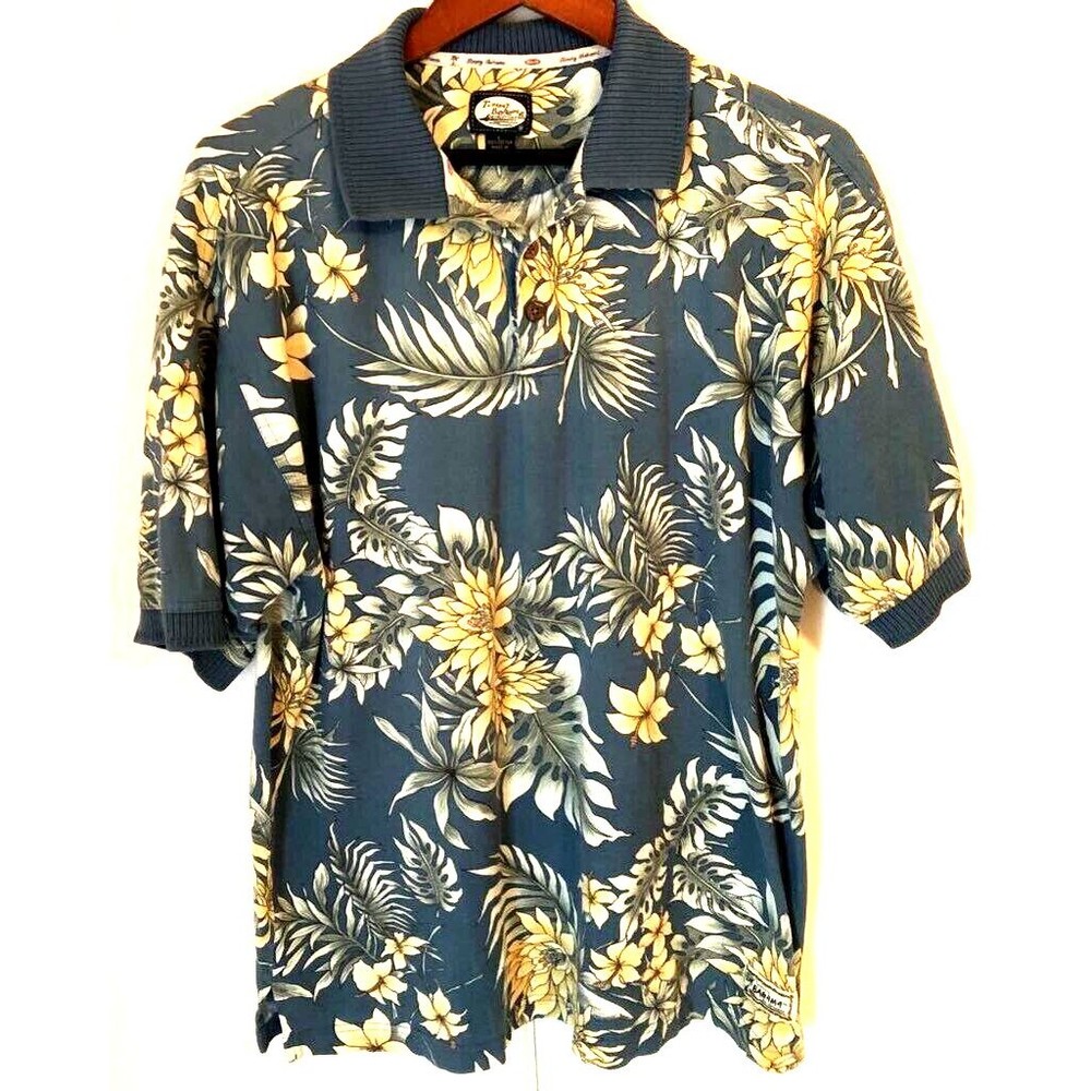 Tommy Bahama Mens Polo Shirt Multicolor Hawaiian Short Sleeve Pullover L